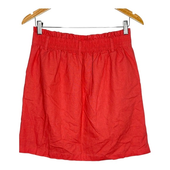 J. Crew Linen Blend Skirt Coral Orange Elastic Waist Pockets Women‎ Size Small - Picture 7 of 11